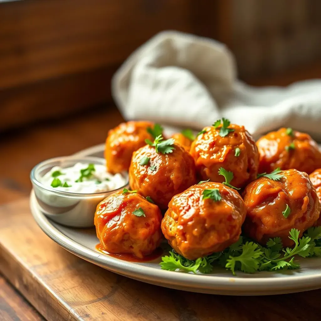 Baking and Saucing Your Buffalo Chicken Meatballs