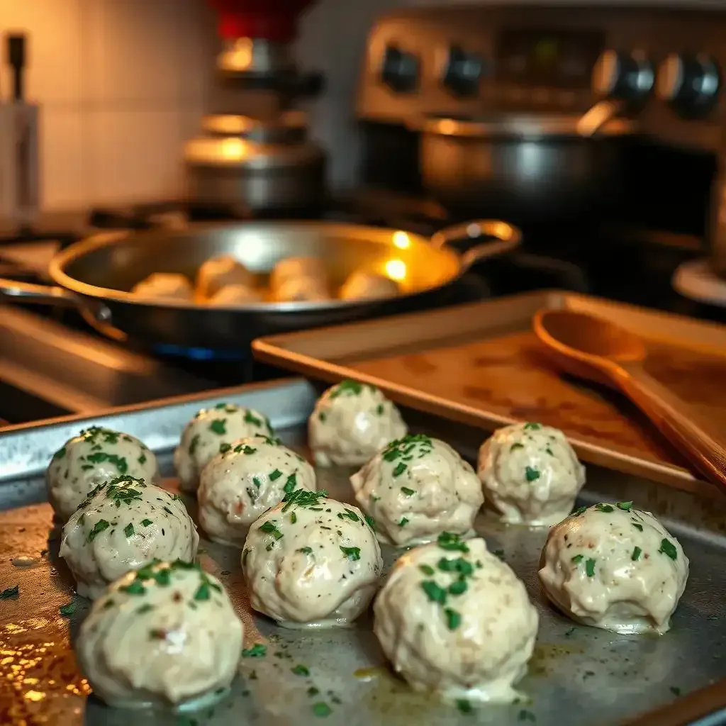 Cooking Herb Chicken Meatballs From Oven To Pan