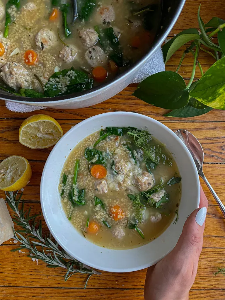 Enjoying Your Homemade Italian Wedding Soup with Turkey Meatballs