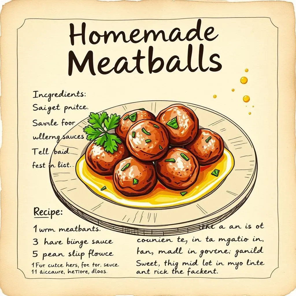 Homemade Meatball Recipe Card: Detailed Instructions