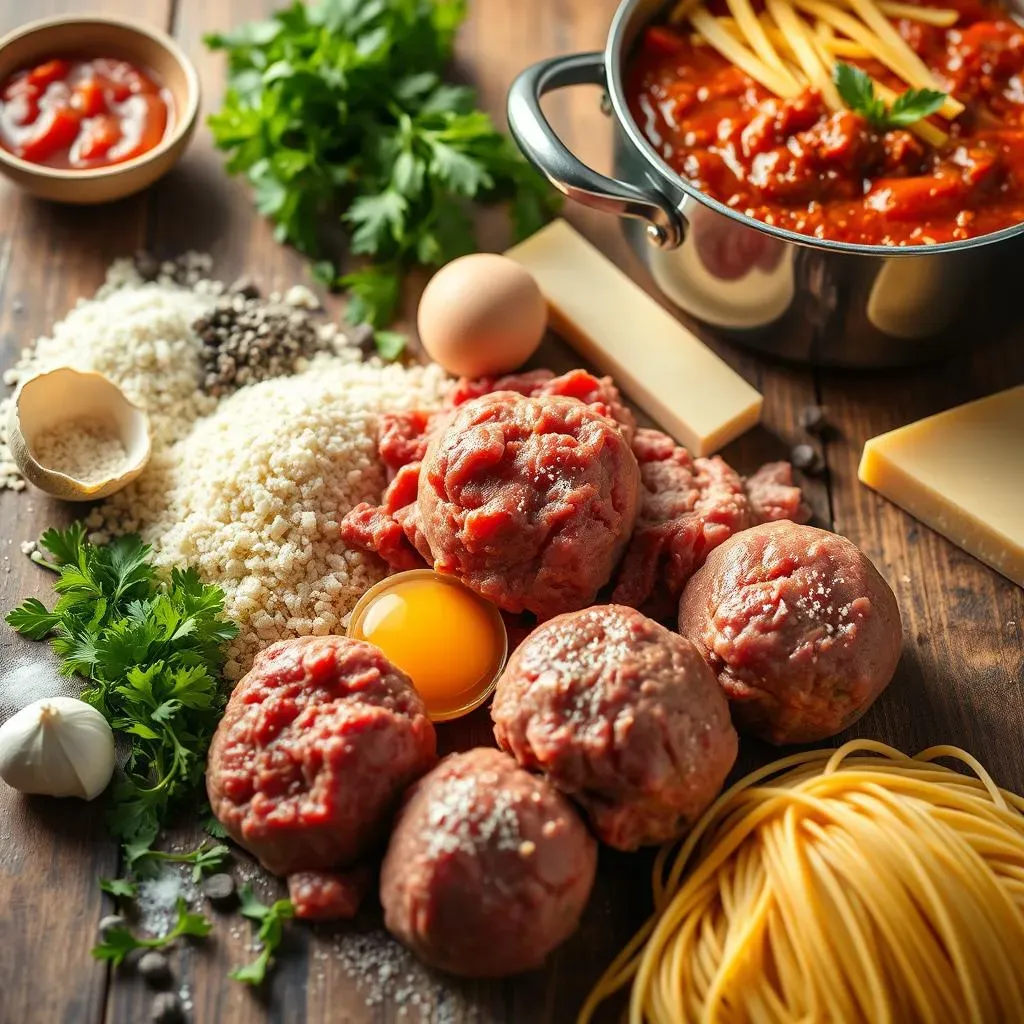 Ingredients for the Best Homemade Meatballs and Spaghetti